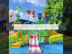 Family Children Water Park Playground with Fiberglass Slide for Fun